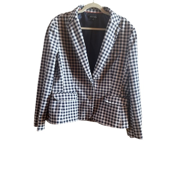 Chadwicks Jackets & Blazers - Chadwick's Of Boston Blue White Gingham Woman's Blazer Size 18 Lined 2 Buttons‎